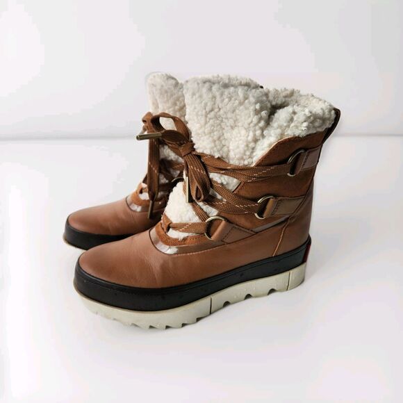 Sorel Boots Womens 7 Joan of Arctic Next Waterproof Boots Velvet Tan Shearling - Picture 1 of 9